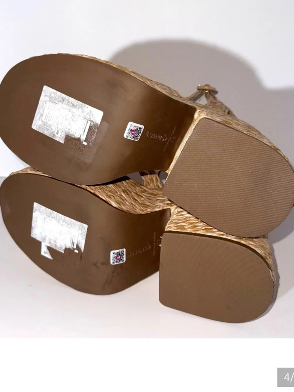 Larroude Carmen 145MM Raffia Platform Sandals